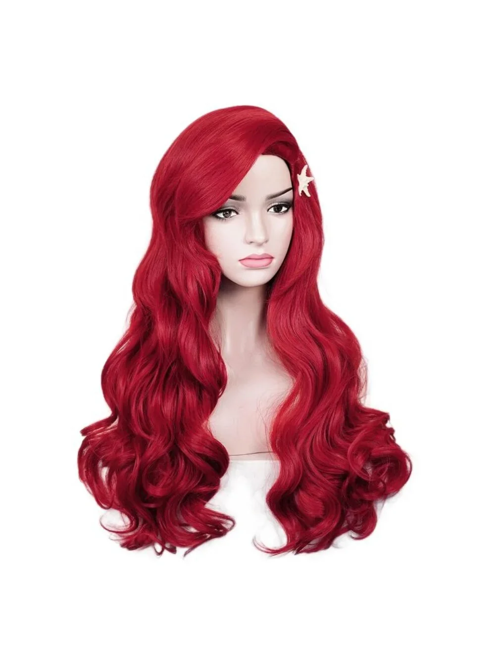 Women's Dark Red Starfish Heat Resistant Synthetic Fiber Long Straight Ombre Wig